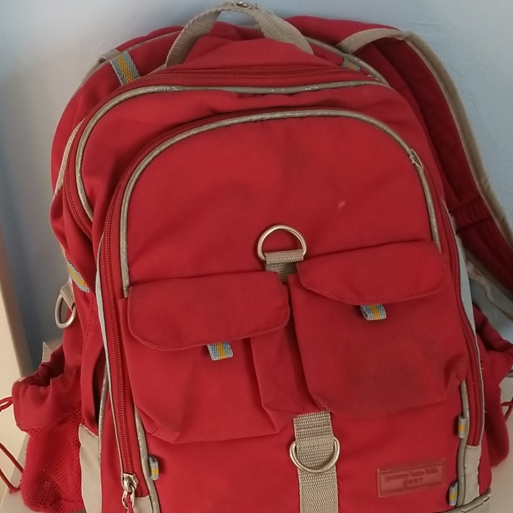 Red pottery barn kids backpack